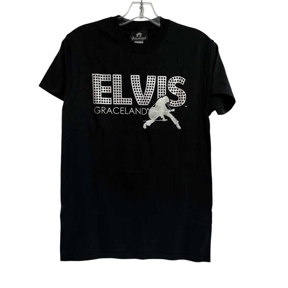 Graceland Elvis Presley Graphic Tee Shirt Black /Silver Sz Small (Y18) - Picture 4 of 6